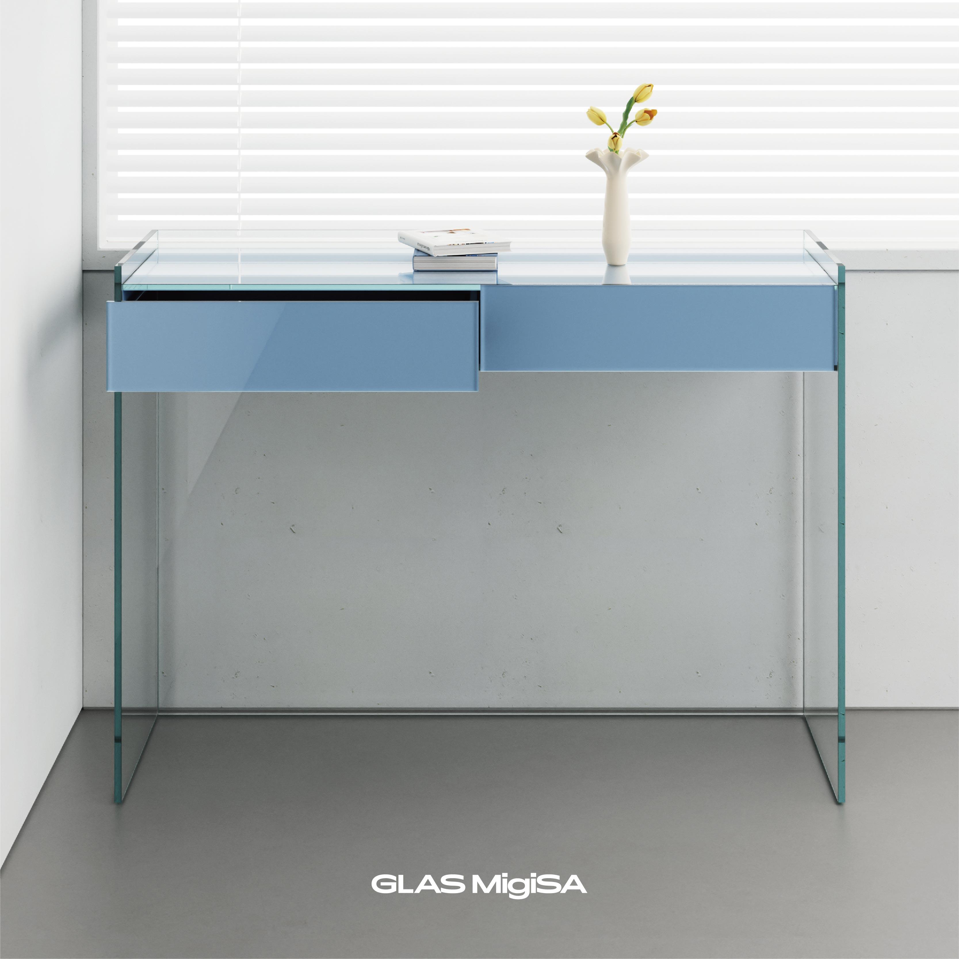 GLAS MIGISA蓝色玻璃玄关柜入户靠墙玄关桌卧室化妆台客厅隔间柜
