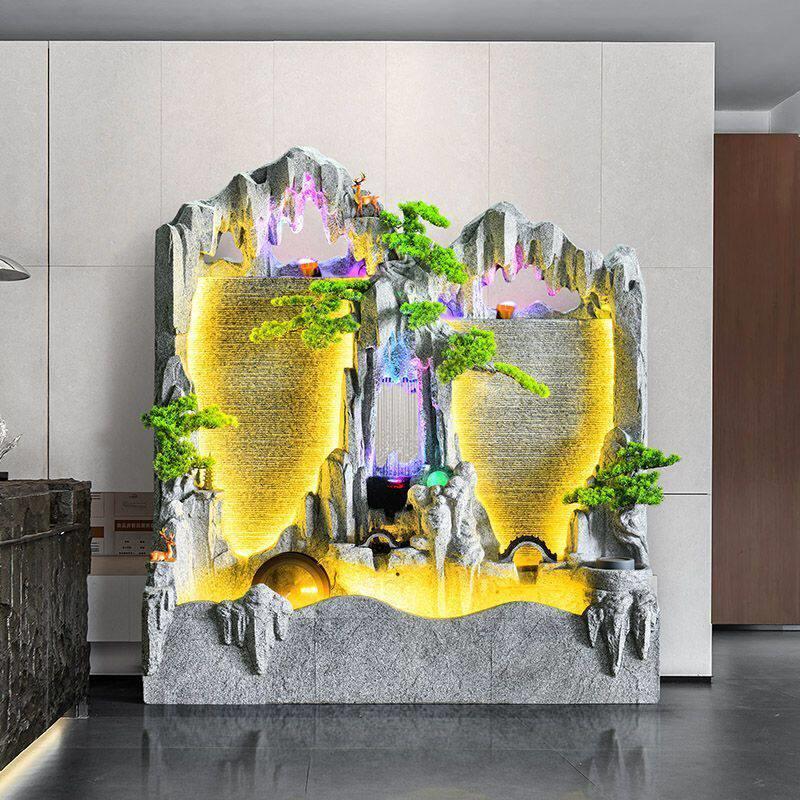水幕墙流水喷泉屏风隔断玄关公司会所别墅花园庭院假山造景摆件