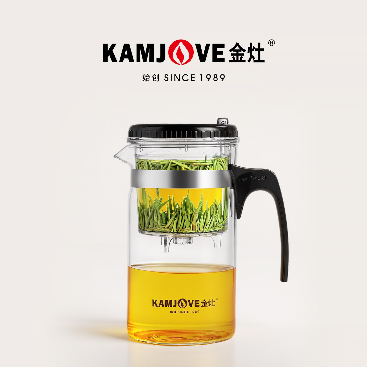 金灶TP-200按压式飘逸杯大容量耐热玻璃飘逸壶办公室用滤茶冲茶