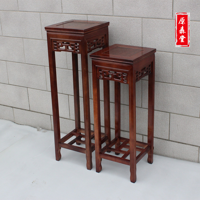 花架实木客厅中式仿古家具多层落地仿红木四O方形花几盆景石头架