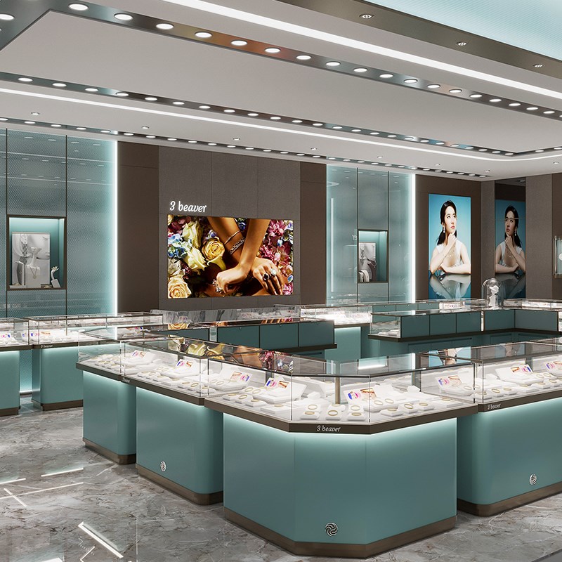 珠宝展示柜钻石二奢侈品店柜台黄金展厅展柜翡翠玉石展柜整店设计