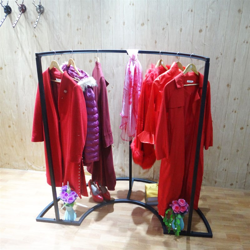 服装店橱窗s型展示架中岛圆形挂衣架童装半圆形货架弧形陈列架