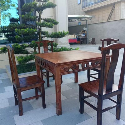 八仙桌全实木正方形家用餐桌老式雕花仿古小方桌餐馆饭店吃饭桌子