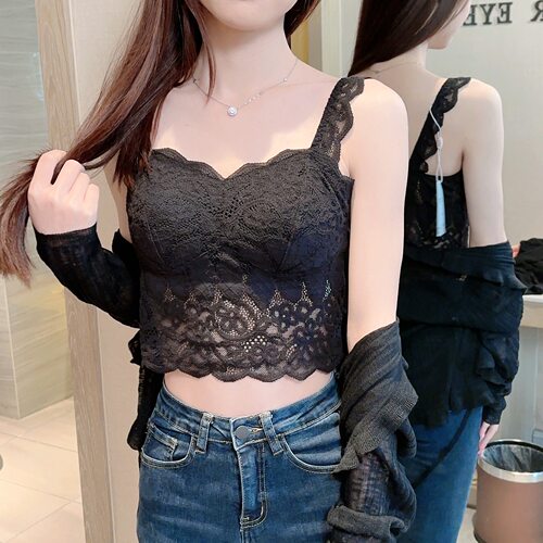 蕾丝性感纯欲短上衣吊带