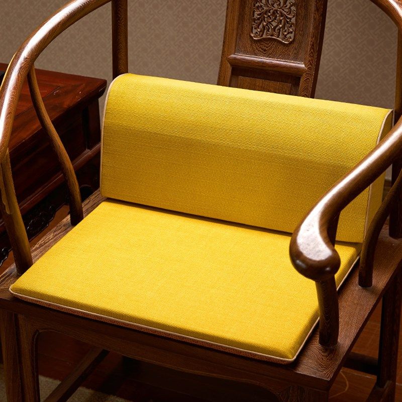 新中式腰靠红木沙发靠枕办公室护腰靠背J纯色椅垫坐垫靠垫一体定