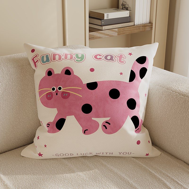 简约现代抱枕沙发客厅腰靠t垫方形车用床头靠枕卡通可爱含芯抱枕