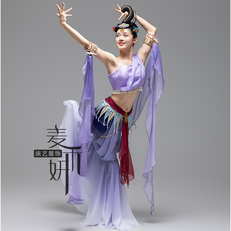 敦煌飞天舞蹈服装女成人演出服异域风情西域古典古装乐天汉服出租图片