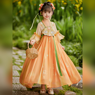 唐装 女童汉服夏装 连衣裙 超仙古风夏季 儿童装 国风古装 襦裙2024新款
