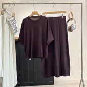 针织T恤高腰半身裙套装 北欧C 标准版 型短袖 木巨890 建议成套入