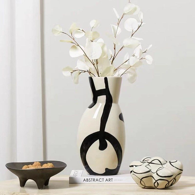 现代简约线条裂纹釉面陶瓷花瓶插花软装花艺客厅茶几餐桌云朵摆件,家居饰品,花瓶,淘宝优惠券,粉丝福利购,淘宝优惠卷