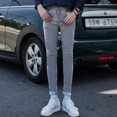 韩版 百搭显瘦靴裤 弹力紧身牛仔裤 男款 男生修身 小脚铅笔裤 纯色长裤