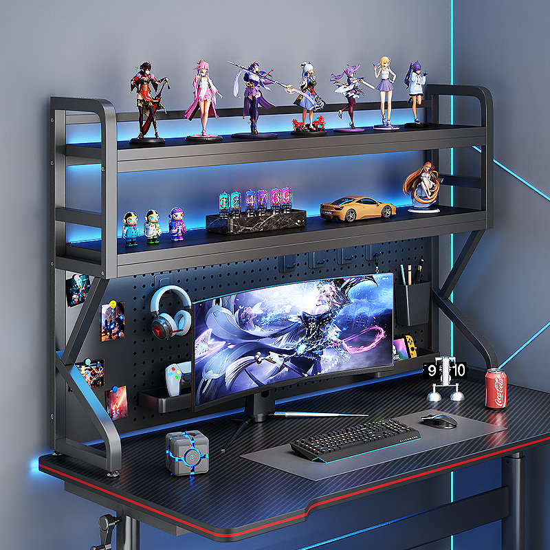 桌面置物架书架桌上收纳架子多层带洞洞板学生书桌电竞风整理架