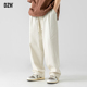 百搭直筒裤 男士 子2023新款 纯棉男裤 米白色休闲裤 男宽松直筒春夏裤