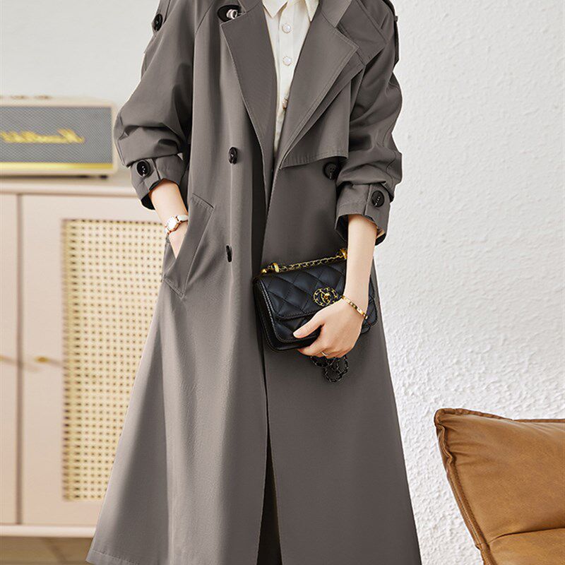 杭州意法高端女风衣2023新款女装大衣加大码女衣中长版秋装外套