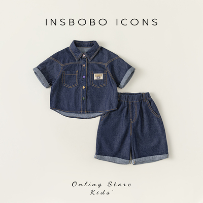 男童夏装套装女童牛仔套装2024夏季新款儿童童装女洋气时髦套装潮