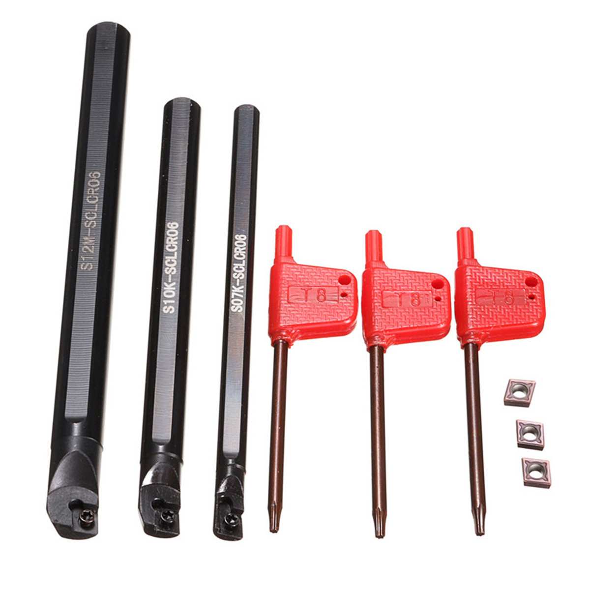 3件套S07K+S10K+S12M-SCLCR06数控刀杆+3片CCMT060204-HM刀片