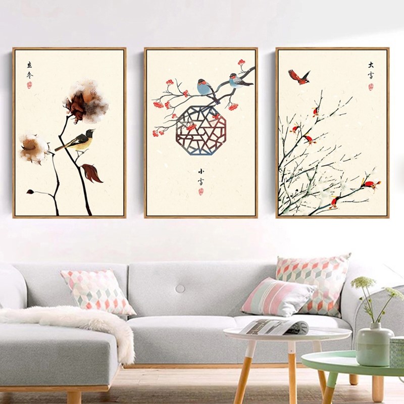 日式装饰画24节气中国古风挂画现代餐厅新中式墙面二十四客厅墙画图片