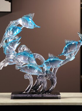 入户玄关屏风年年有鱼摆件招财大号客厅电视柜办公室装饰乔迁礼品