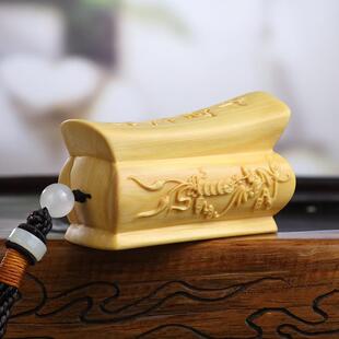 黄杨木雕升官发财手把件文玩男士随身木质雕把玩玄关桌面摆件