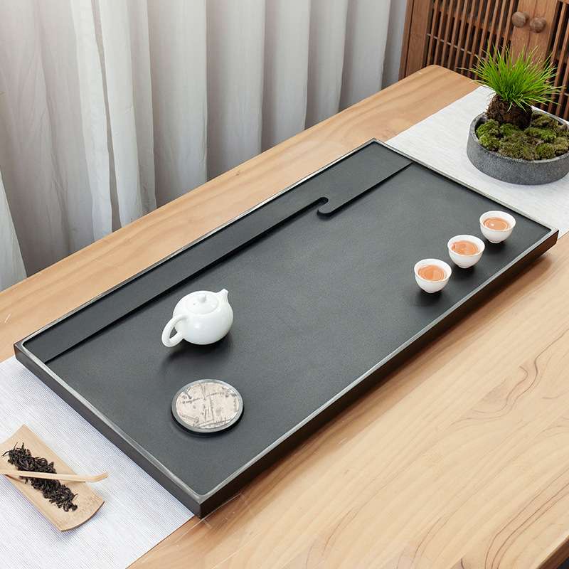 天然乌金石茶盘干泡小号排水国画石茶台茶海茶具厂家代发茶桌手工
