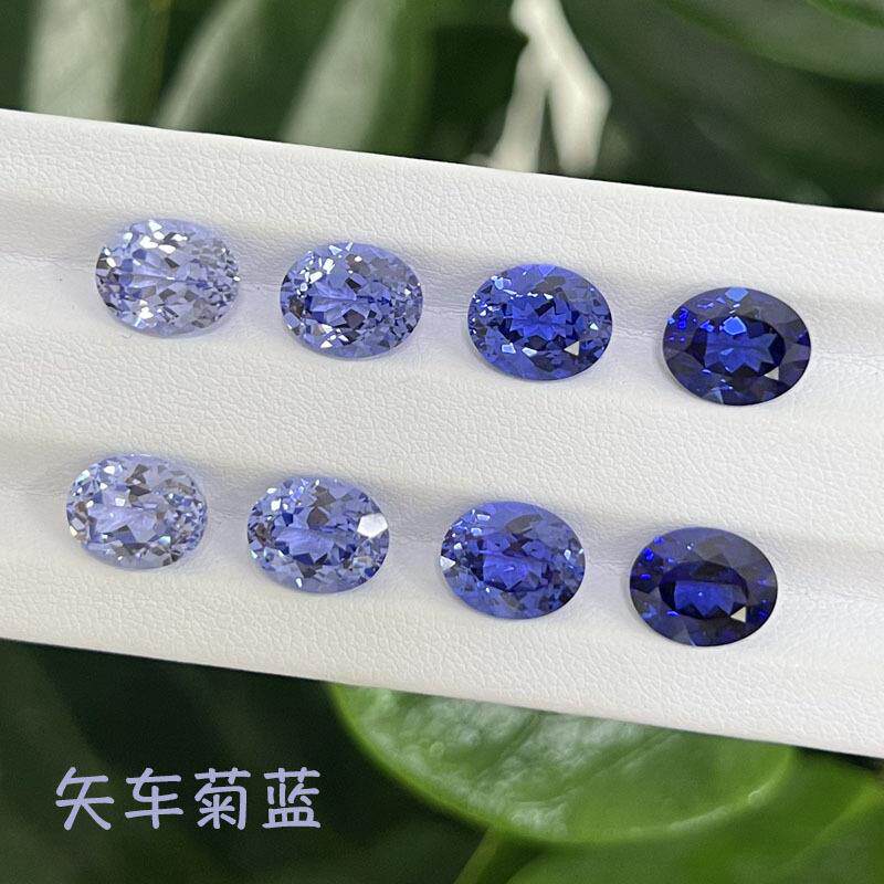 人造蓝宝石实验室提拉法彩宝矢车菊蓝宝石裸石培育蓝宝石配石