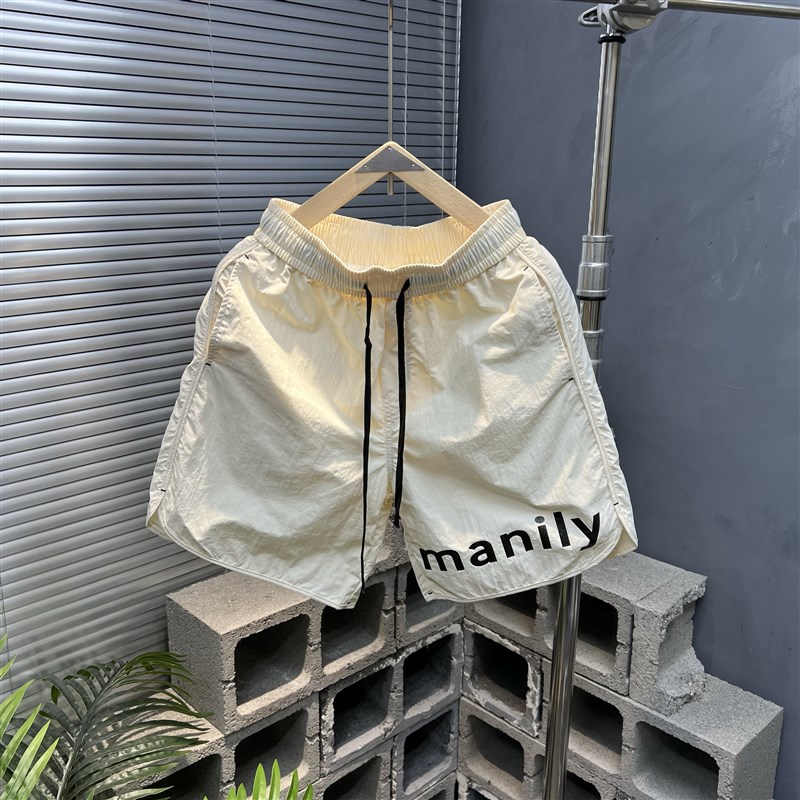 2025夏季新款潮男美式运动短裤宽松沙滩裤夏天松紧腰五分透气裤子