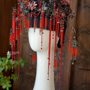 虫子家 旧色清汉女凤冠 傩戏氛围感头饰中式怪诞美学定制发饰3097