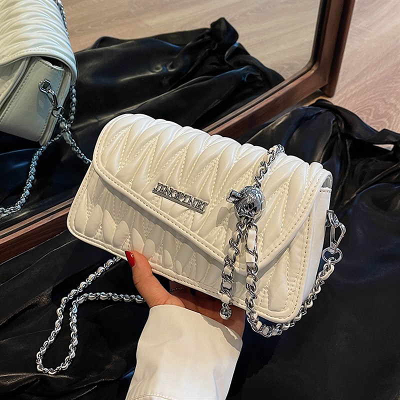 褶皱腋下小包包女2023新款高级感小众链条包小方包夏季时尚斜挎包