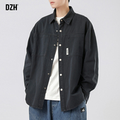 纯棉衬衫 外套休闲上衣衬衣男款 男长袖 青少年工装 新款 美式 开衫 外搭