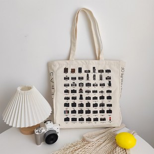 轻帆经典 复古相机单肩帆布包大手提购物袋男女学生书包 怀旧款