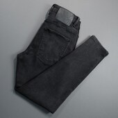 男士 韩版 修身 黑灰色九分牛仔裤 弹力潮流百搭简约复古风九分小脚裤