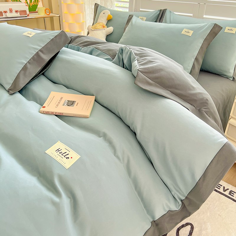 新款床上四件套床单床笠款被套被罩宿舍三件套单双人磨毛床上用品