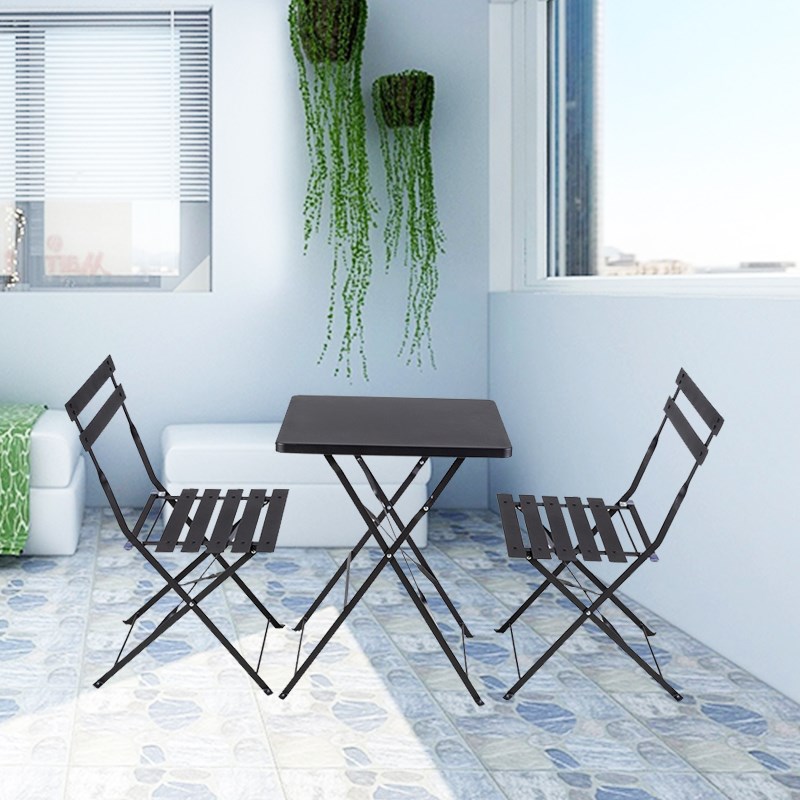 北欧阳台小桌椅三件套网红户外庭院铁艺露台桌家用折叠小茶几便携