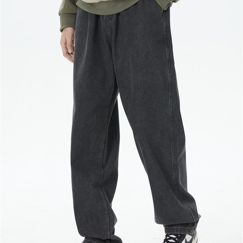 190高个子秋冬加绒加厚加长版男裤美式拖地牛仔裤115cm直筒宽松潮