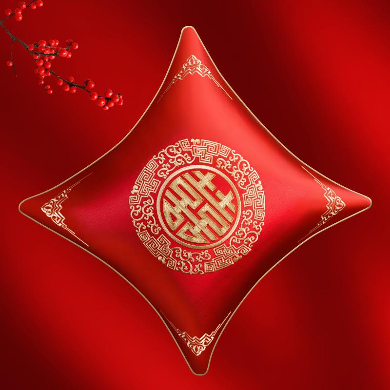 中式结婚抱枕婚庆婚房客厅喜字新婚喜枕沙发红色靠枕床头靠背垫套