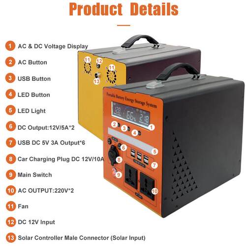 700W-1100W-1500W 便携储能发电小系统户外旅行家庭应急备用电源