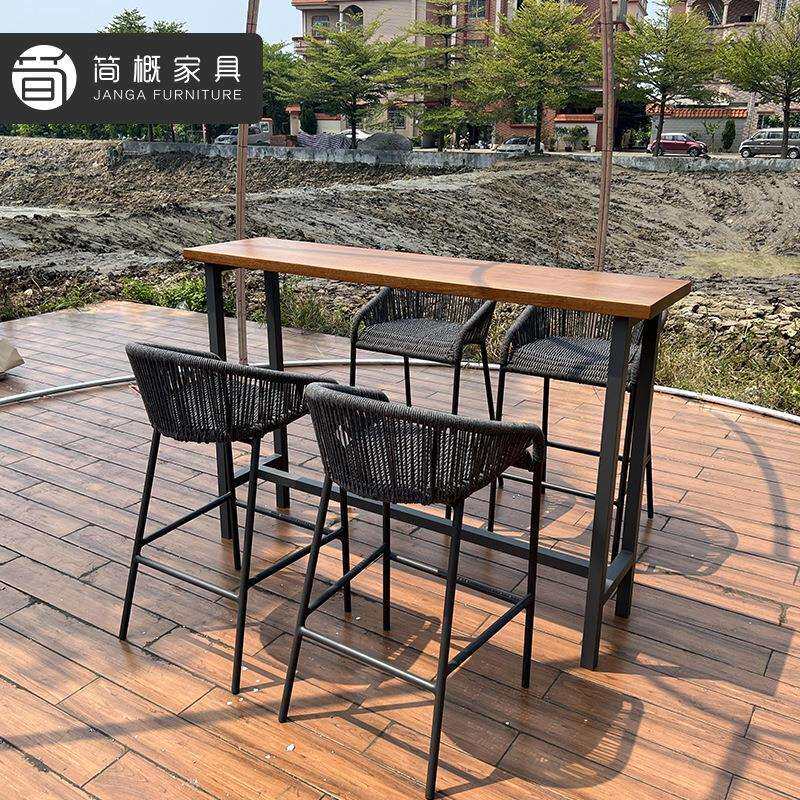 户外休闲家具庭院别墅室外酒吧餐厅吧台椅露天咖啡奶茶店高脚桌椅