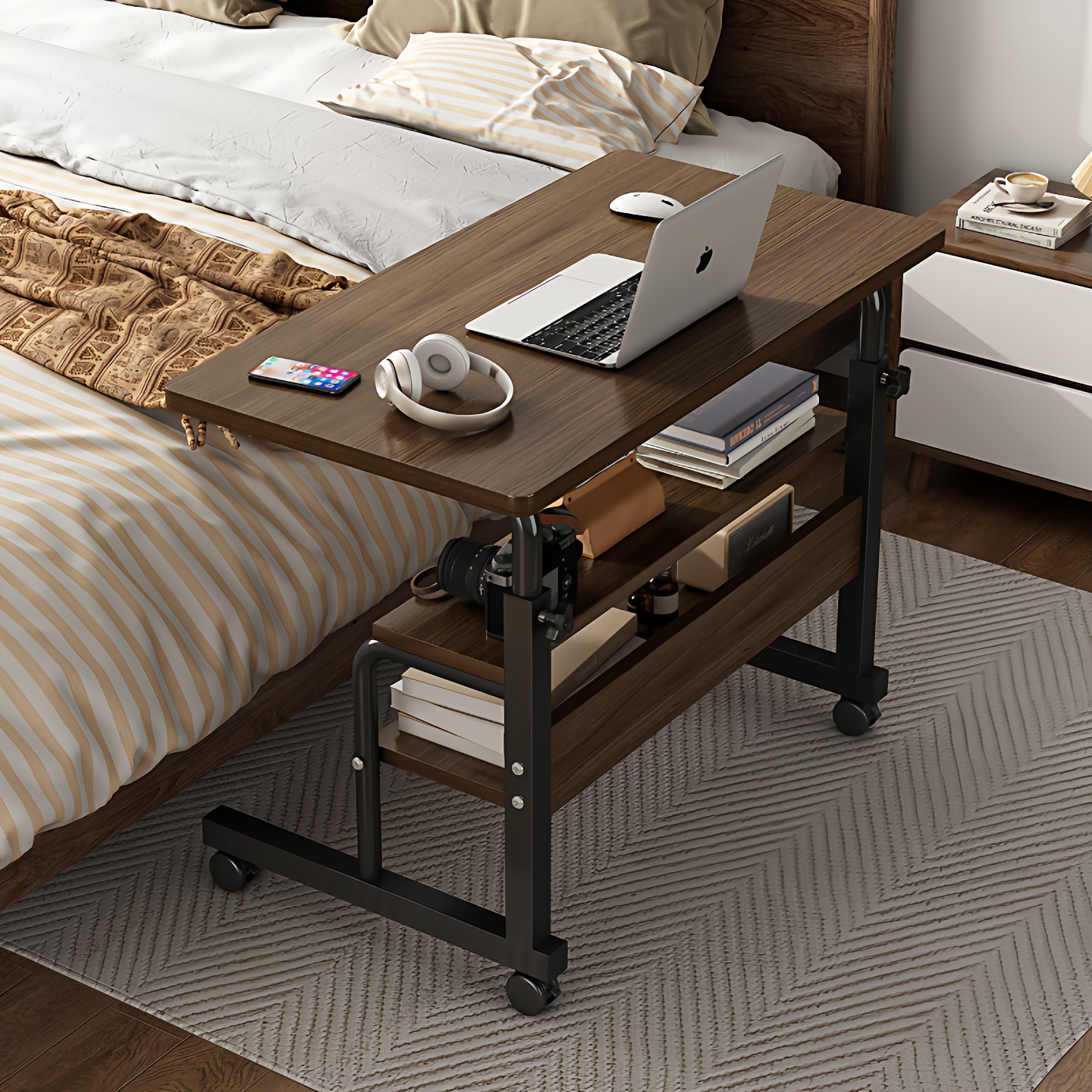 床边桌可移动电脑台式小桌子卧室家用学生书桌宿舍懒人升降电脑桌