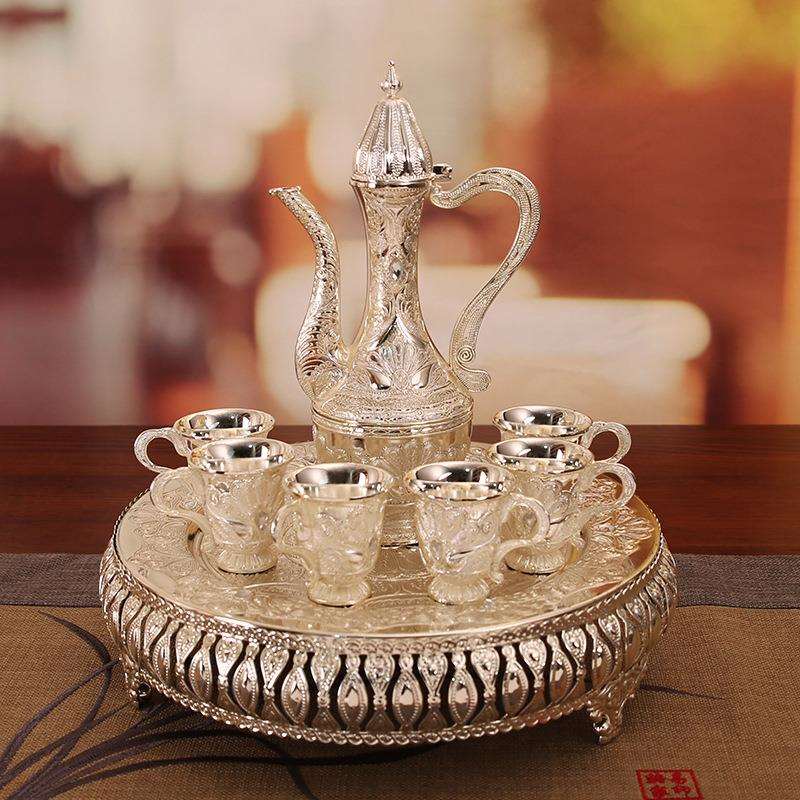 奢华高档酒具套装六杯一壶一盘欧美简约酒店餐厅送礼创意高脚酒杯