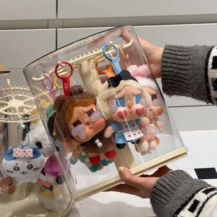 公仔哭娃crybaby展示盒旋转防尘罩拉布布收纳盒labubu搪胶展示架