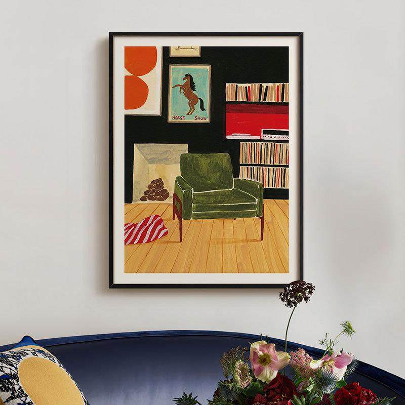 文艺中古诧寂法式沙发一角静物室内风景小马椅子装饰画卧室客厅,电子元器件市场,其它元器件,淘宝优惠券,粉丝福利购,淘宝优惠卷