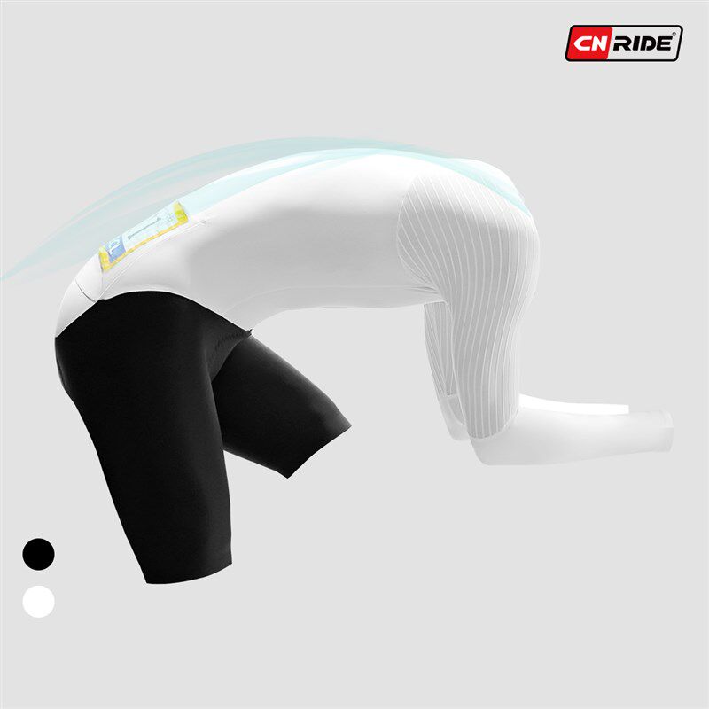 CR专业公路自行车计时赛长袖连体服 黑白纯色TT竞R技款120kg坐垫