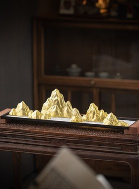 日照金山陶瓷假山摆件创意枯山水沙盘造景家居玄关柜台桌面装饰品