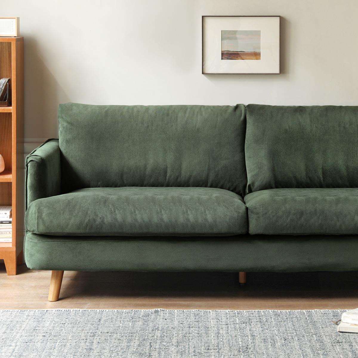 法式复古风布艺沙发轻奢简约公寓小户型两人三人位灯芯绒客厅沙发