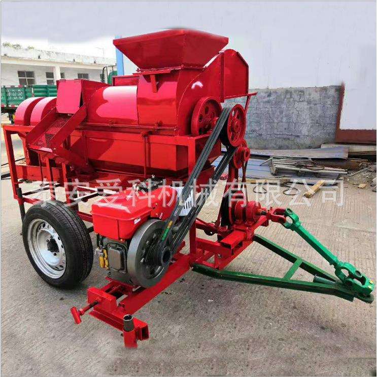 青海拖拉机玉米谷穗脱皮脱粒机电机柴油机带动大豆穗小麦脱粒机