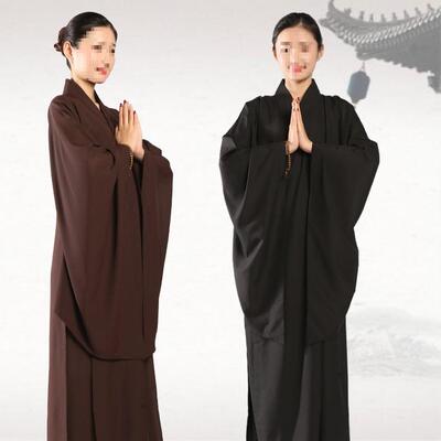 海青居士服女男款春夏季长衫大褂长袍禅修服海清黑色深咖啡色