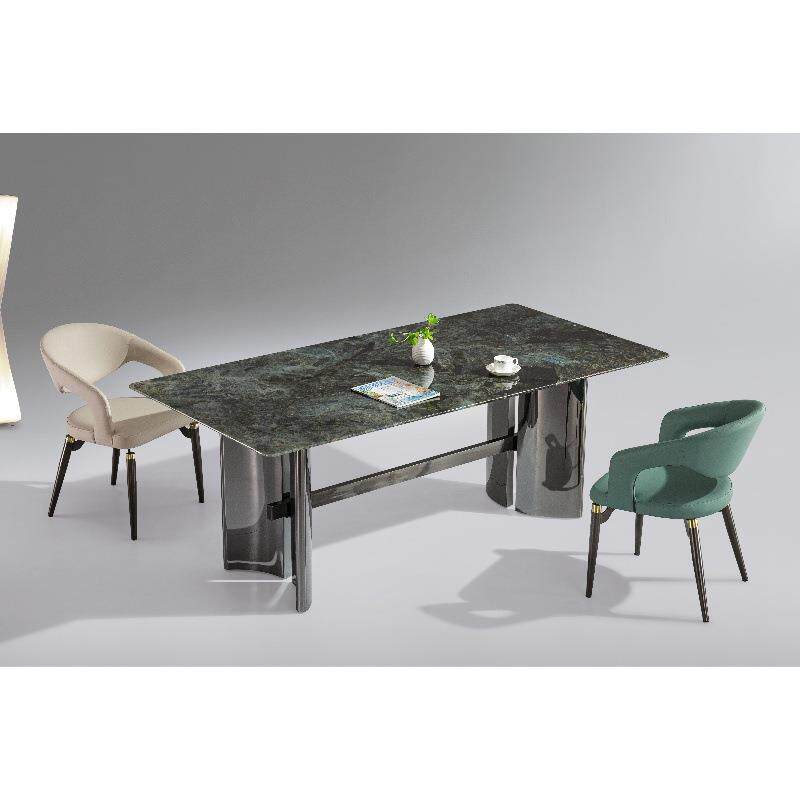 JWYS6174意式简约长方形微晶石餐桌家用小户型天然彩晶石超晶