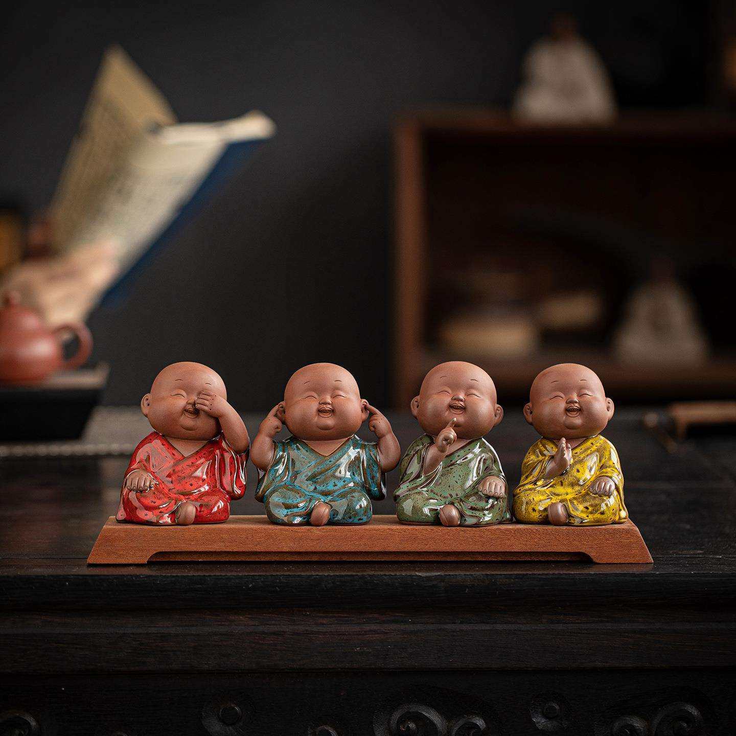 中式禅意四不小和尚茶宠摆件家居客厅茶空间博古架桌面装饰品摆设,鲜花速递/花卉仿真/绿植园艺,割草机/草坪机,淘宝优惠券,粉丝福利购,淘宝优惠卷