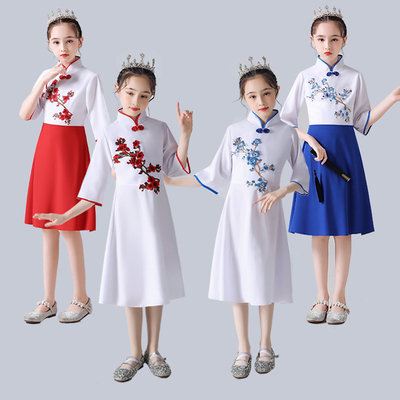 六一儿童女童公主裙演出服中小学生合唱服主持人礼服朗诵表演服装