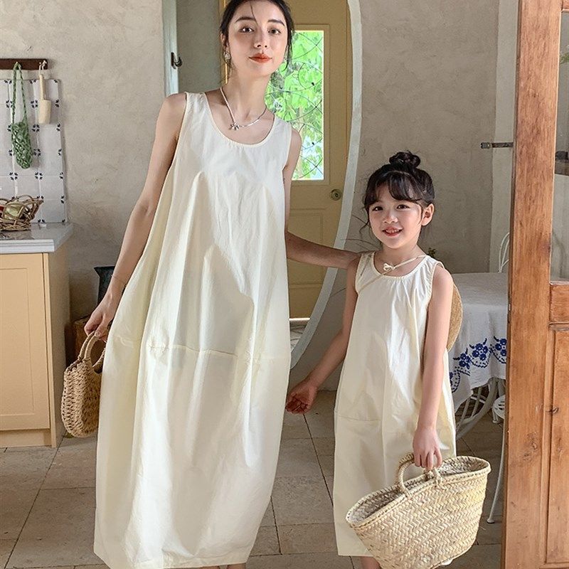 森系亲子装夏季新款潮母女装背心连衣裙洋气韩版宽松长裙纯棉裙子